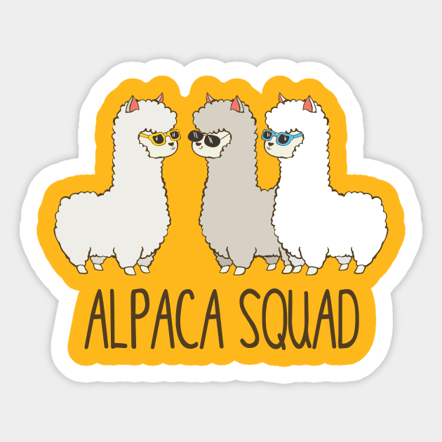 Alpaca Squad, Funny Cute Alpaca Sticker by Dreamy Panda Designs